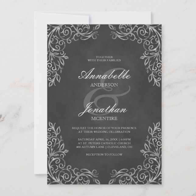 Elegante Invitación a la Boda de Despacho de Chalk (Anverso)
