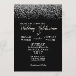 Elegante invitación a la boda de diamantes en blan