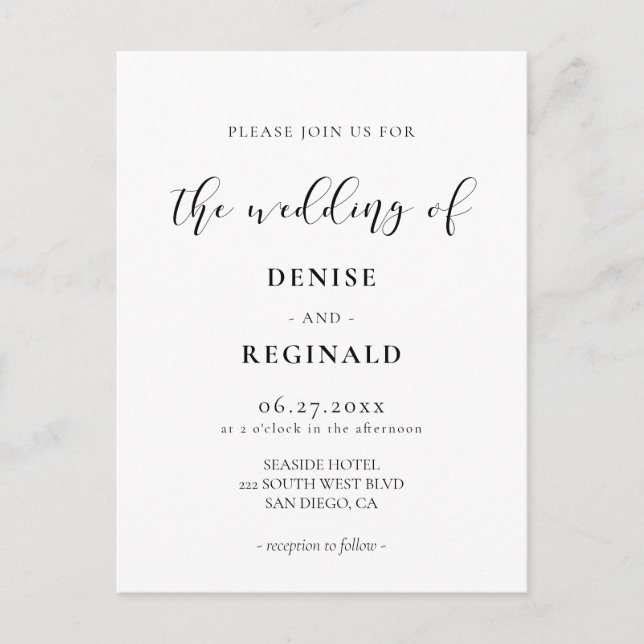 Elegante invitación a la boda de diseño (Anverso)