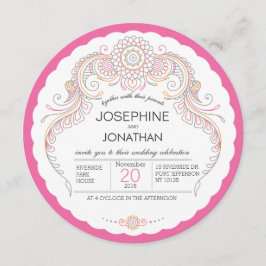 Elegante invitación a la boda de diseño Mehndi