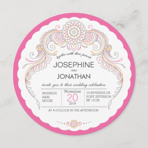Elegante invitación a la boda de diseño Mehndi