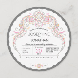 Elegante invitación a la boda de diseño Mehndi