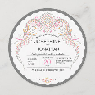Elegante invitación a la boda de diseño Mehndi