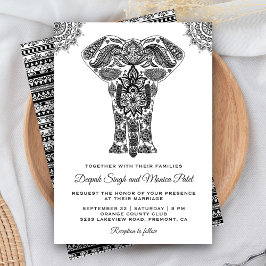 Elegante invitación a la boda de elefantes indios 
