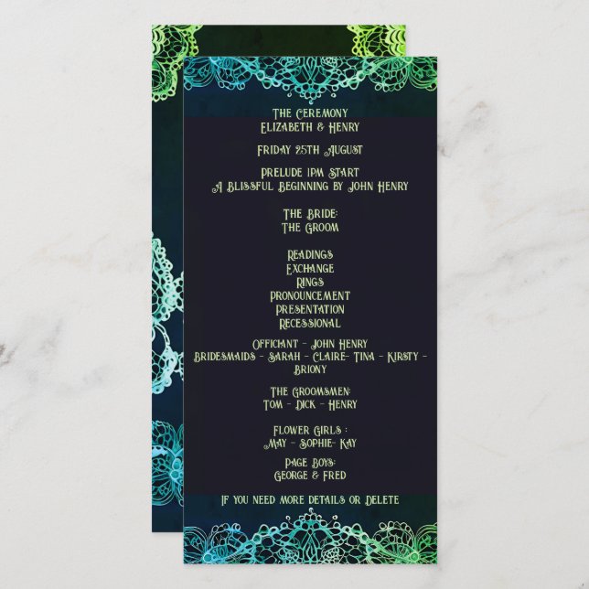 Elegante invitación a la boda de encaje (Anverso / Reverso)