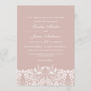 Elegante invitación a la boda de encaje blanco