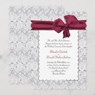 Elegante invitación a la boda de encaje blanco