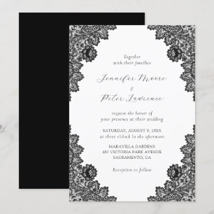 Elegante invitación a la boda de encaje negro
