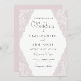 Elegante Invitación a la boda de encaje rosado