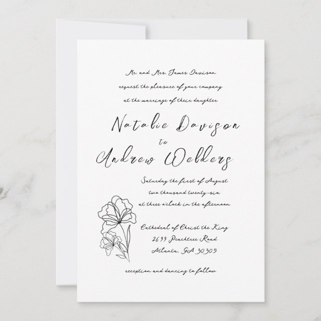 Elegante Invitación a la boda de escritura moderna (Anverso)