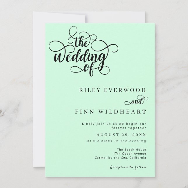 Elegante Invitación a la boda de escritura moderna (Anverso)