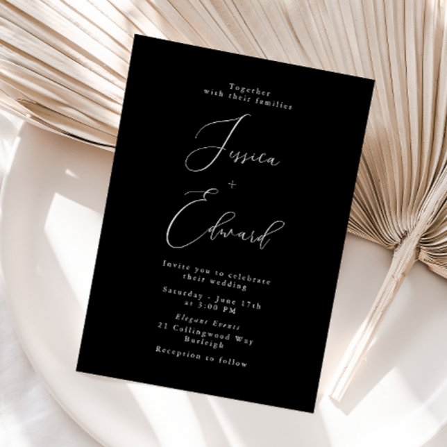 Elegante invitación a la boda de escritura negra (Subido por el creador)
