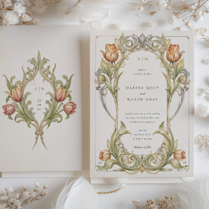 Elegante invitación a la boda de estilo Art Nouvea
