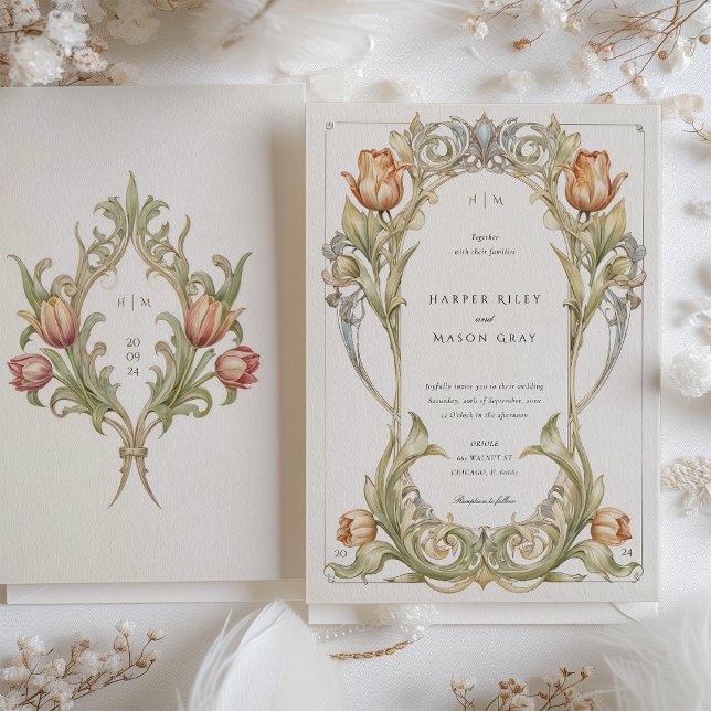 Elegante invitación a la boda de estilo Art Nouvea (Subido por el creador)