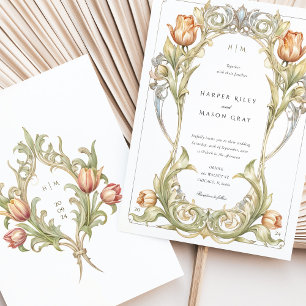 Elegante invitación a la boda de estilo Art Nouvea