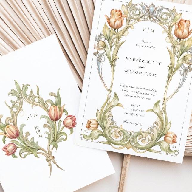 Elegante invitación a la boda de estilo Art Nouvea (Subido por el creador)