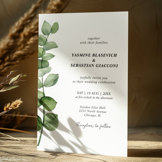 Elegante invitación a la boda de Eucalipto (Subido por el creador)