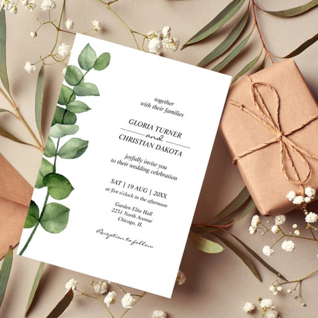 Elegante invitación a la boda de Eucalipto (Subido por el creador)