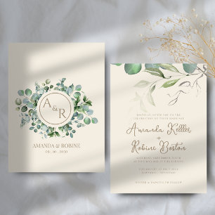 Elegante invitación a la boda de Eucalipto