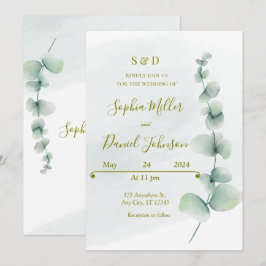 Elegante invitación a la boda de Eucalipto