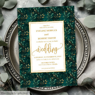 Elegante Invitación a la Boda de Eucalipto de Oro 