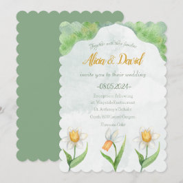 Elegante invitación a la boda de flores de Narciso