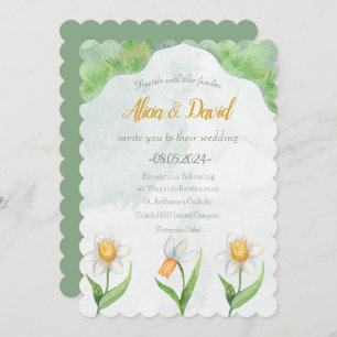 Elegante invitación a la boda de flores de Narciso
