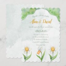 Elegante invitación a la boda de flores de Narciso