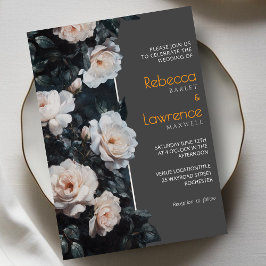 Elegante invitación a la boda de flores grises bla