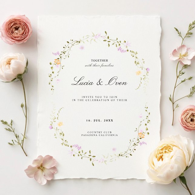 Elegante invitación a la boda de flores Minimalist (Subido por el creador)