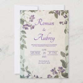 Elegante Invitación a la Boda de Flores Púrpura