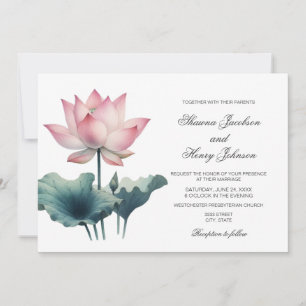 Elegante invitación a la boda de flores rosadas de