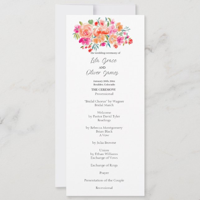 Elegante invitación a la boda de flores silvestres (Anverso)
