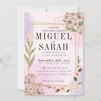Elegante invitación a la boda de flores silvestres