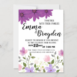 Elegante invitación a la boda de flores silvestres