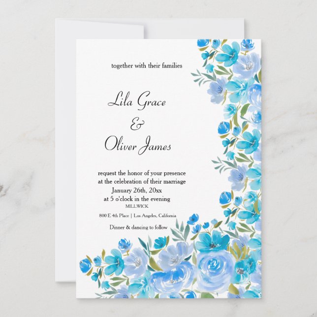Elegante invitación a la boda de flores silvestres (Anverso)