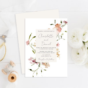 Elegante invitación a la boda de flores silvestres