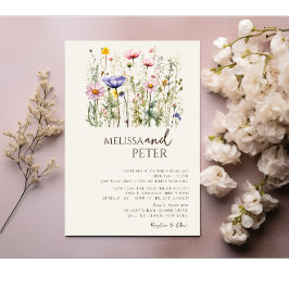 Elegante invitación a la boda de flores silvestres