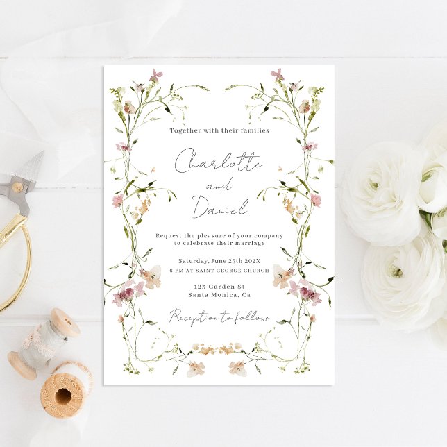 Elegante invitación a la boda de flores silvestres (Subido por el creador)