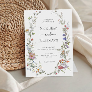 Elegante invitación a la boda de flores silvestres