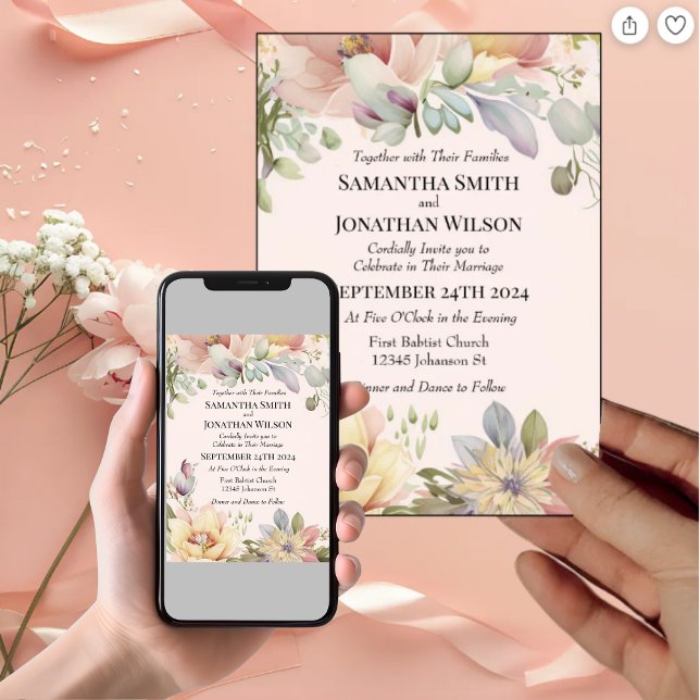 Elegante invitación a la boda de flores silvestres (Subido por el creador)