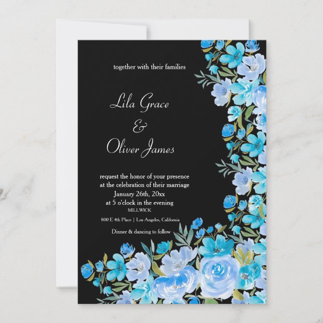 Elegante invitación a la boda de flores silvestres (Anverso)