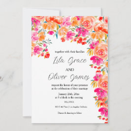 Elegante invitación a la boda de flores silvestres