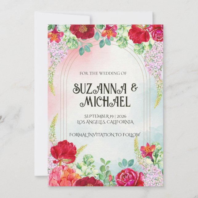 Elegante invitación a la boda de flores silvestres (Anverso)