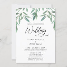 Elegante invitación a la boda de follaje verde