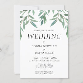 Elegante invitación a la boda de follaje verde