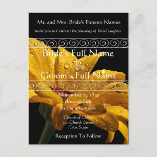 Elegante invitación a la boda de gérber amarillo