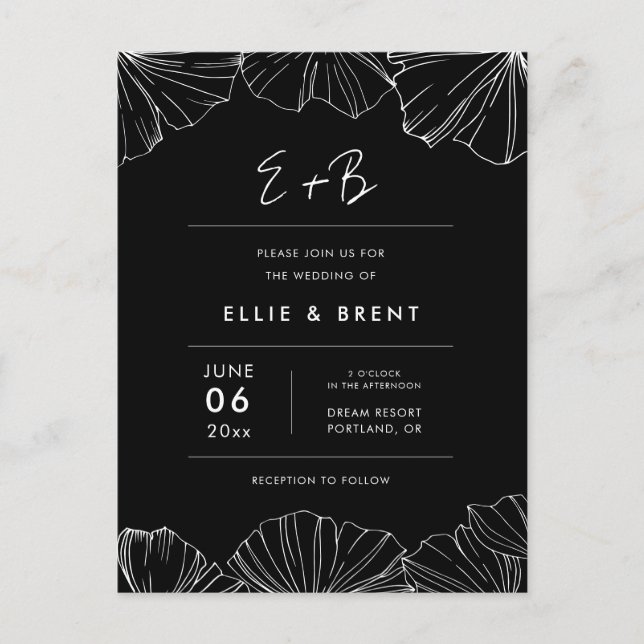 Elegante invitación a la boda de Ginkgo Biloba (Anverso)