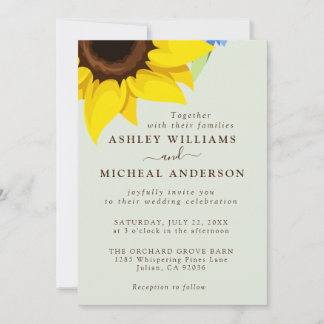 Elegante Invitación a la boda de girasoles con fot