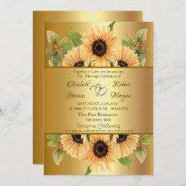 Elegante Invitación a la boda de girasoles dorados